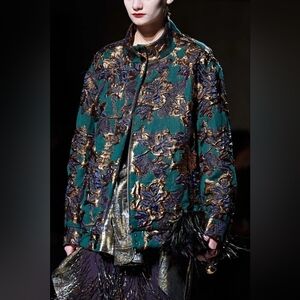 DRIES VAN NOTEN Vandi Floral Zip Brocade Jacket Size S Org $1,895